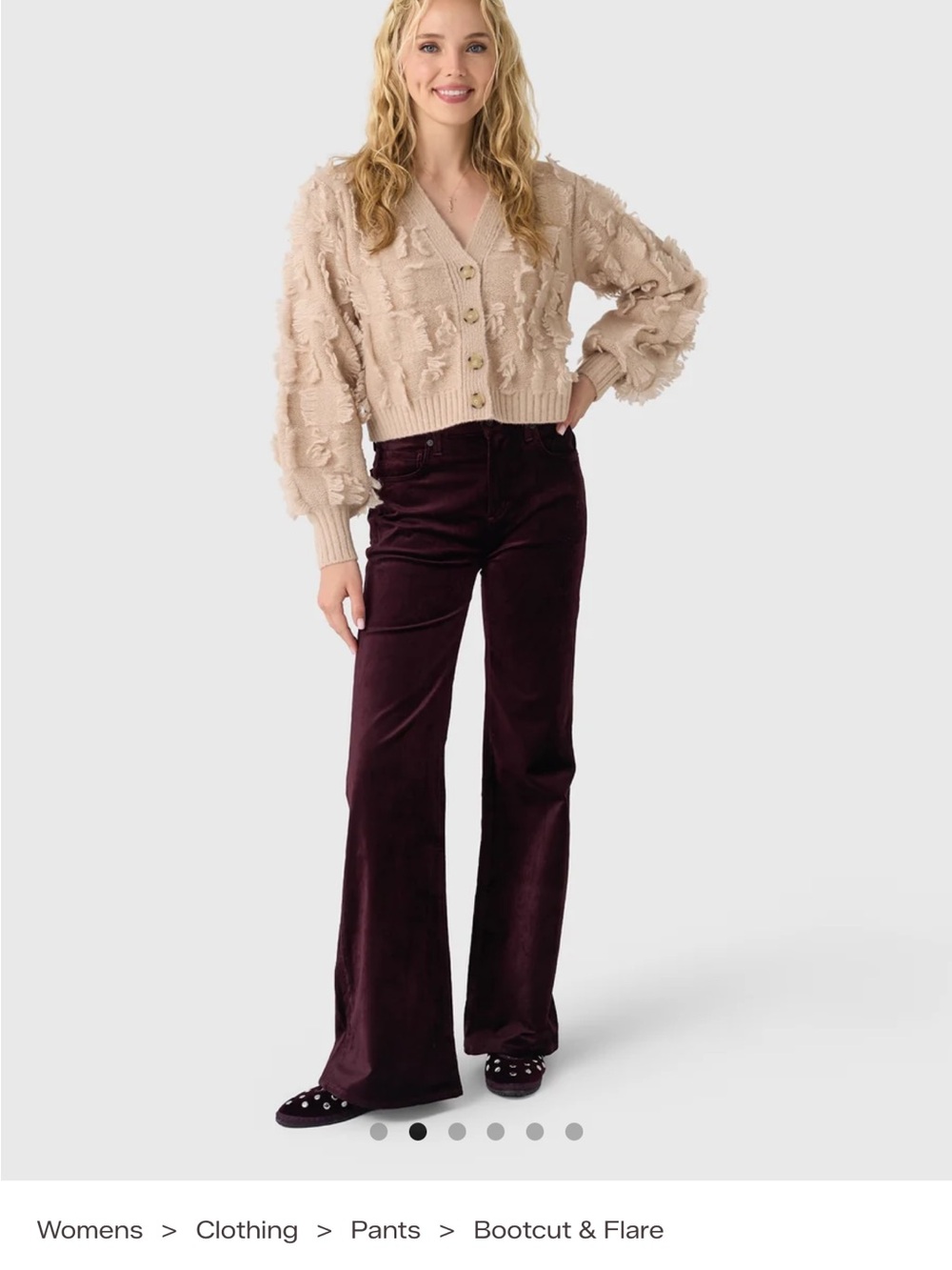 Citizens Of Humanity Velvet Bootcut Pants in Burgundy